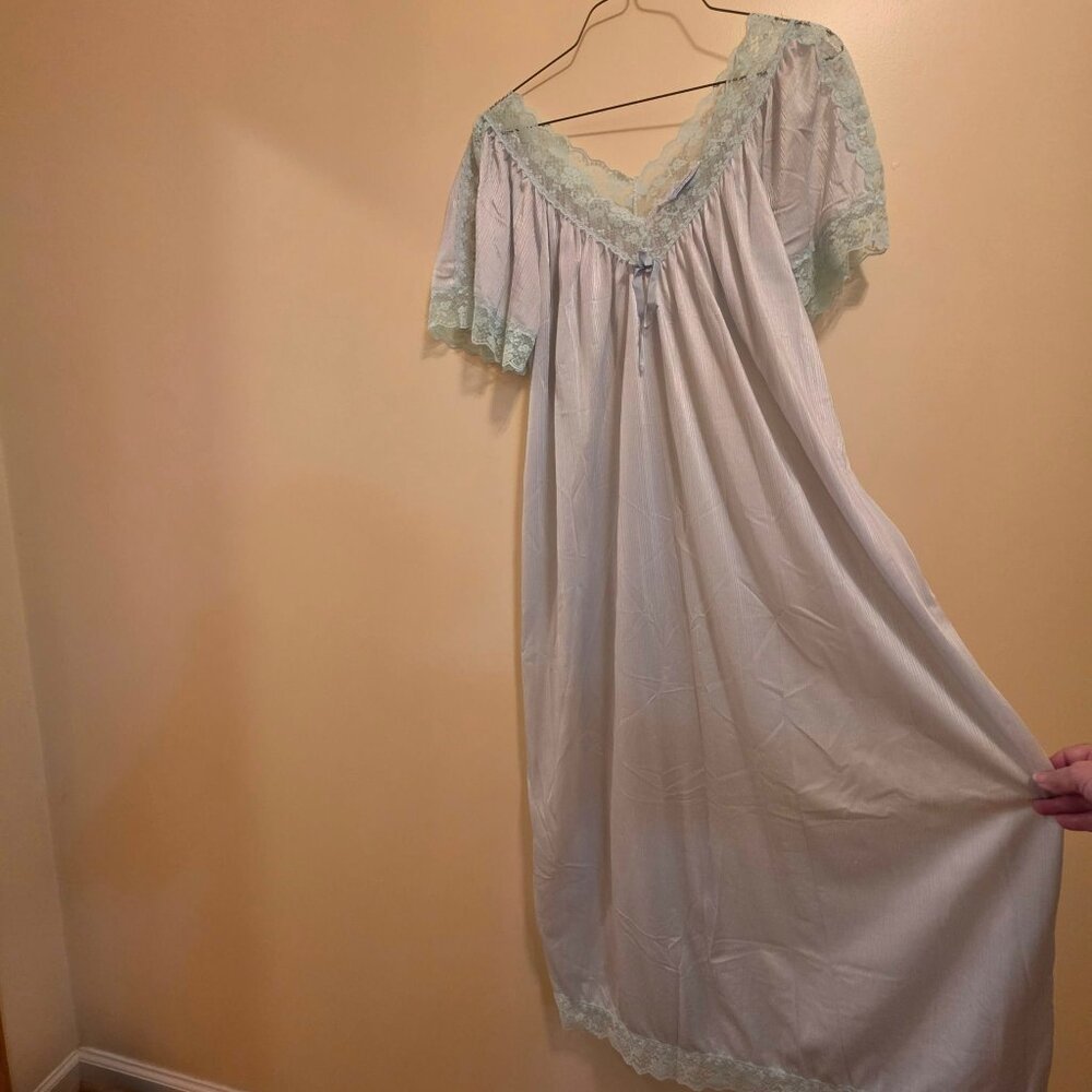 Stardust Blue 2 Tone Silky and Lace Nightgown
